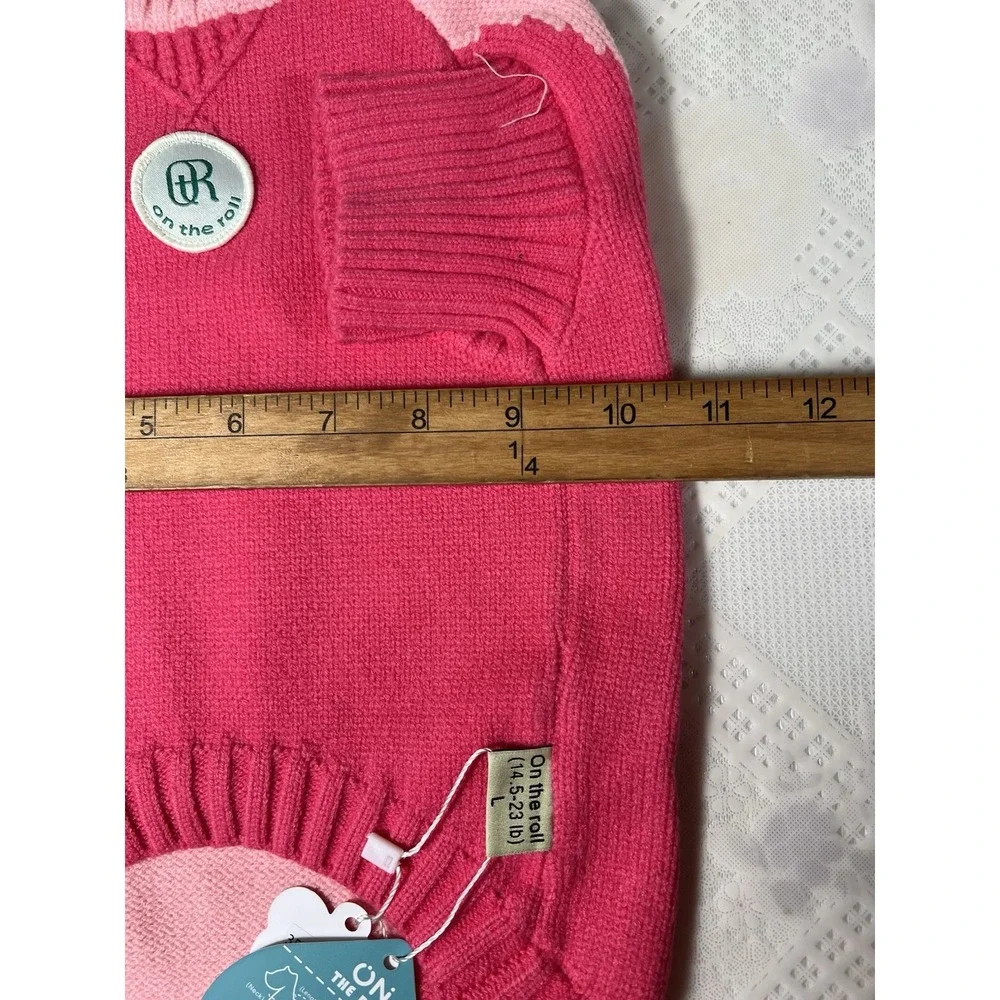 Dog Sweater ON THE ROLL  Apparel for Dogs Pink Hoodie Size L Wool Pink